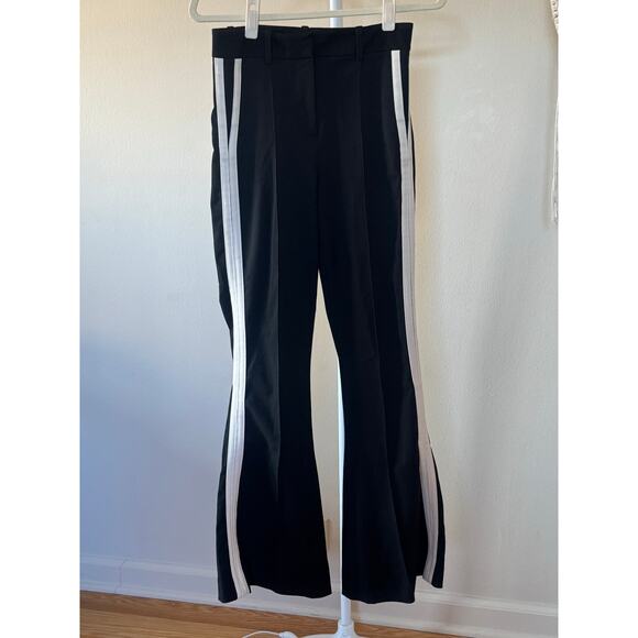 Reiss Side Stripe Black White Flared Pant Sleek Minimalism Athleisure - 4R - Picture 3 of 7